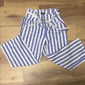 J. Crew Blue and White Striped Cropped Pants